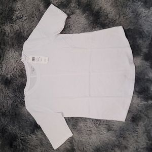 Eileen Fisher Petite Round Neck Elbow Top in White